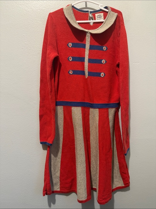 Mini Boden Other - Mini Boden 7 - 8 Years Nutcracker Soldier Red Gold Striped Knit Dress Christmas